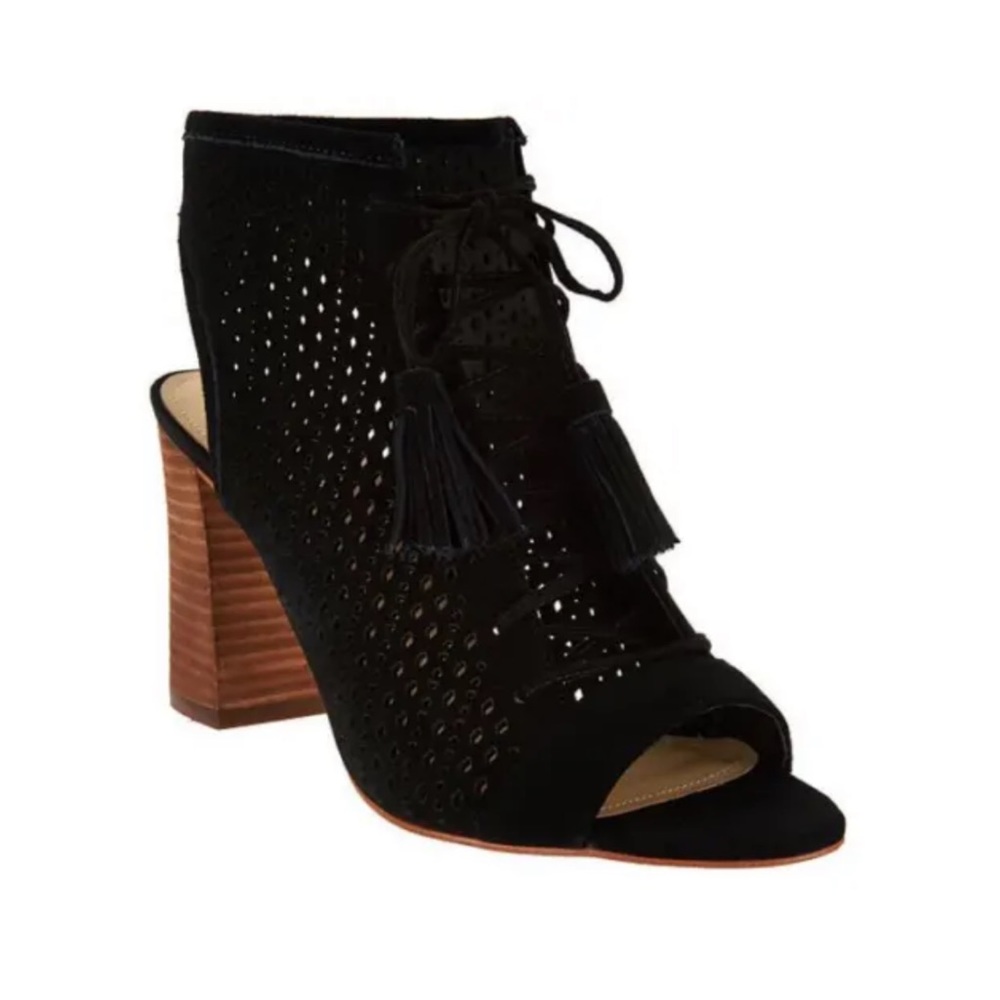 NEW Marc Fisher Satire Perforated Leather Peep Toe Heeled Bootie Sandals